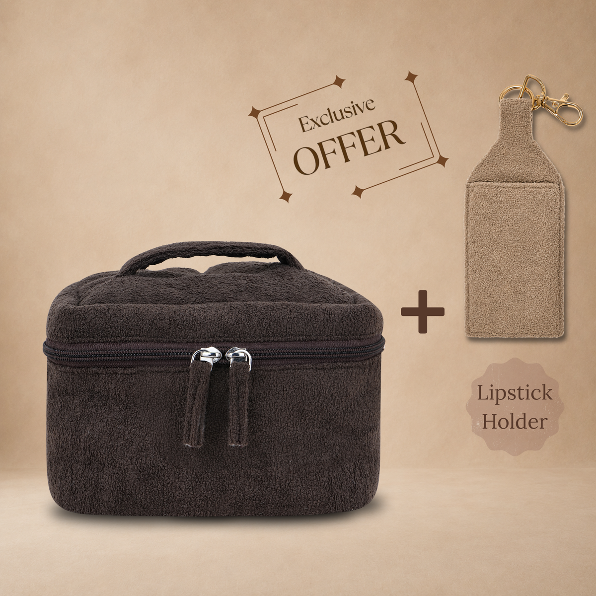 "Mocha Cake"- Vanity Pouch + Free Lipstick Holder