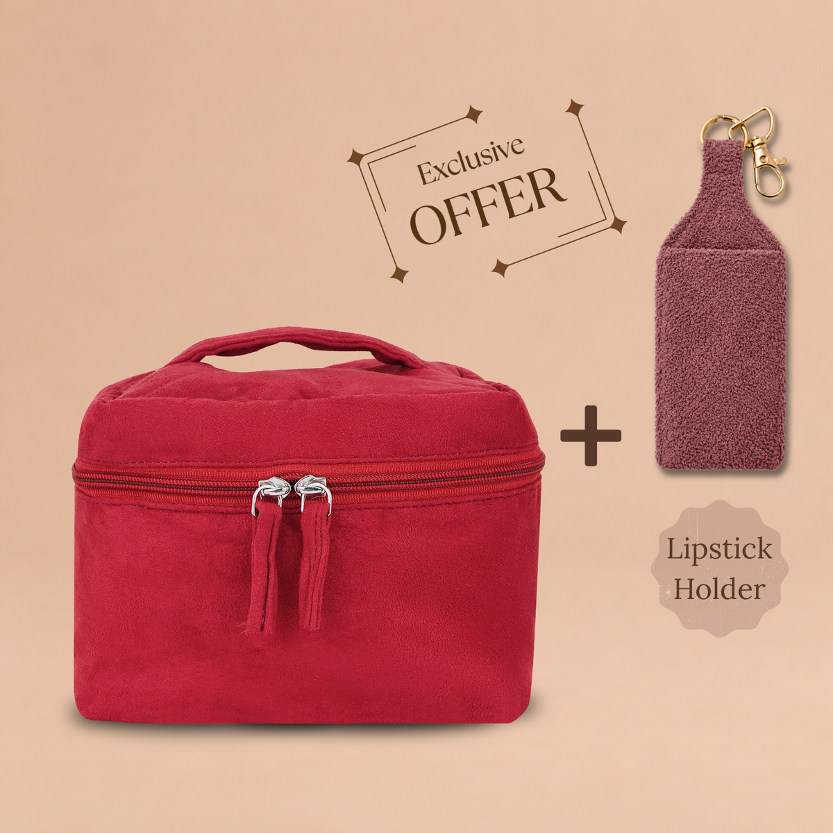 "Red Velvet" - Vanity Pouch + Free Lipstick Holder