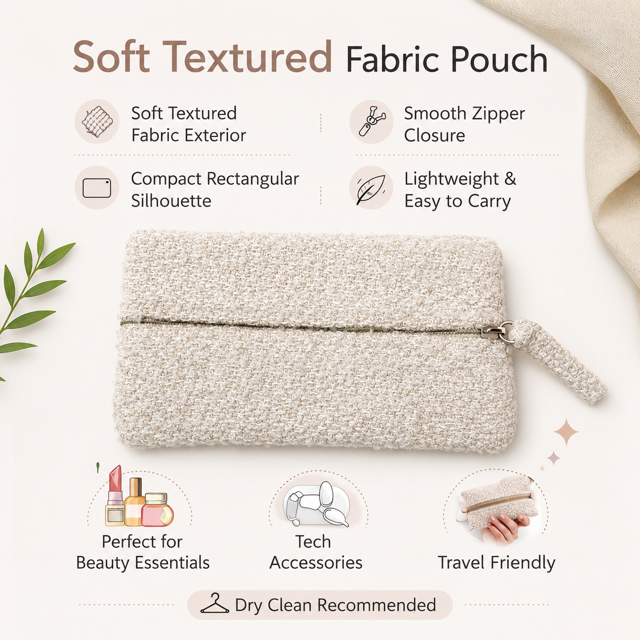 "The Marshmallow"- Mini Rectangular Travel Pouch