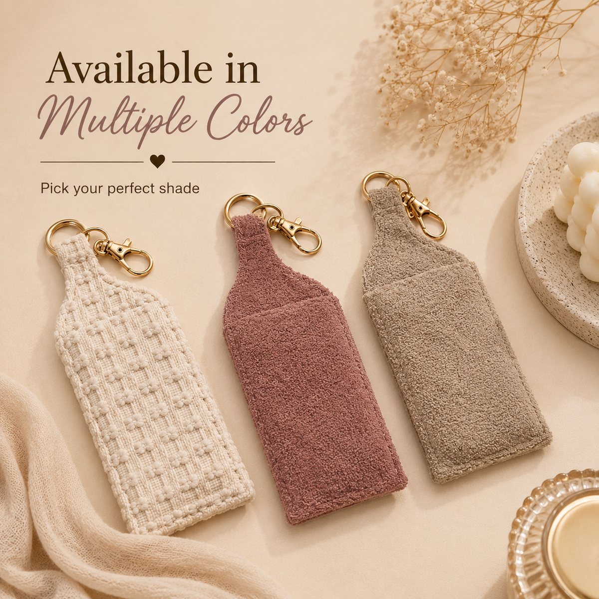 "Lipstick Holder" - Keychain Pouch (Set of 3 )