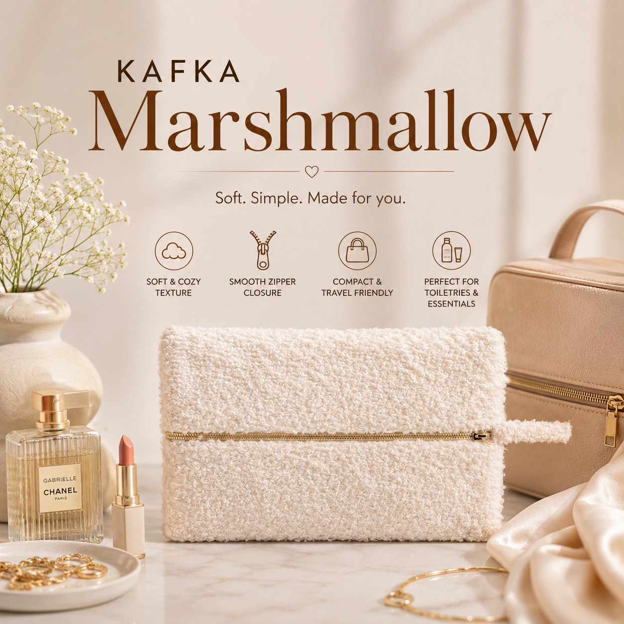 "The Marshmallow"- Mini Rectangular Travel Pouch