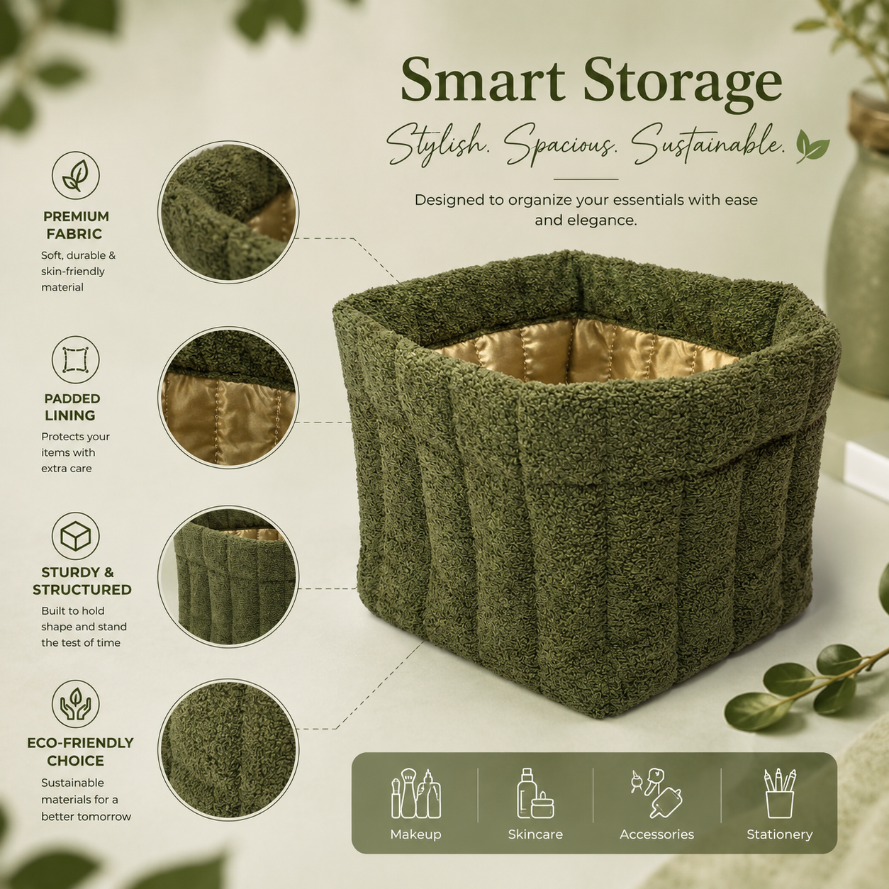 “Soft Organizer” - Small Nest Storage Basket (Olive Green)