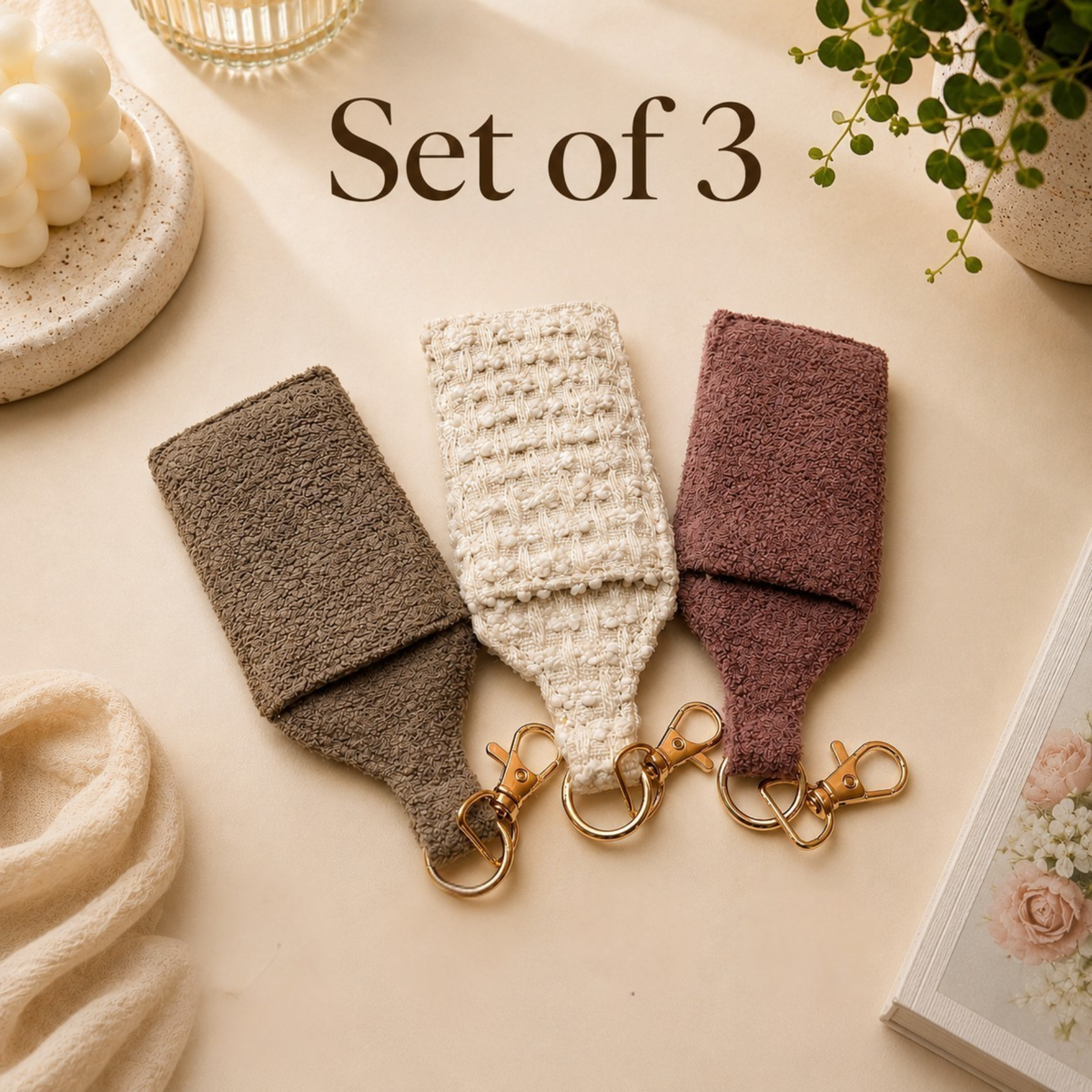 "Lipstick Holder" - Keychain Pouch (Set of 3 )